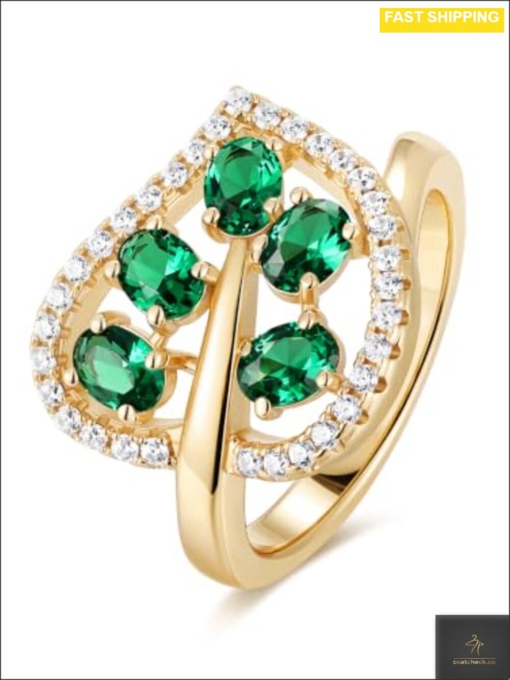 925 Sterling Silver Emerald Leaf Ring Size 5 Stackable